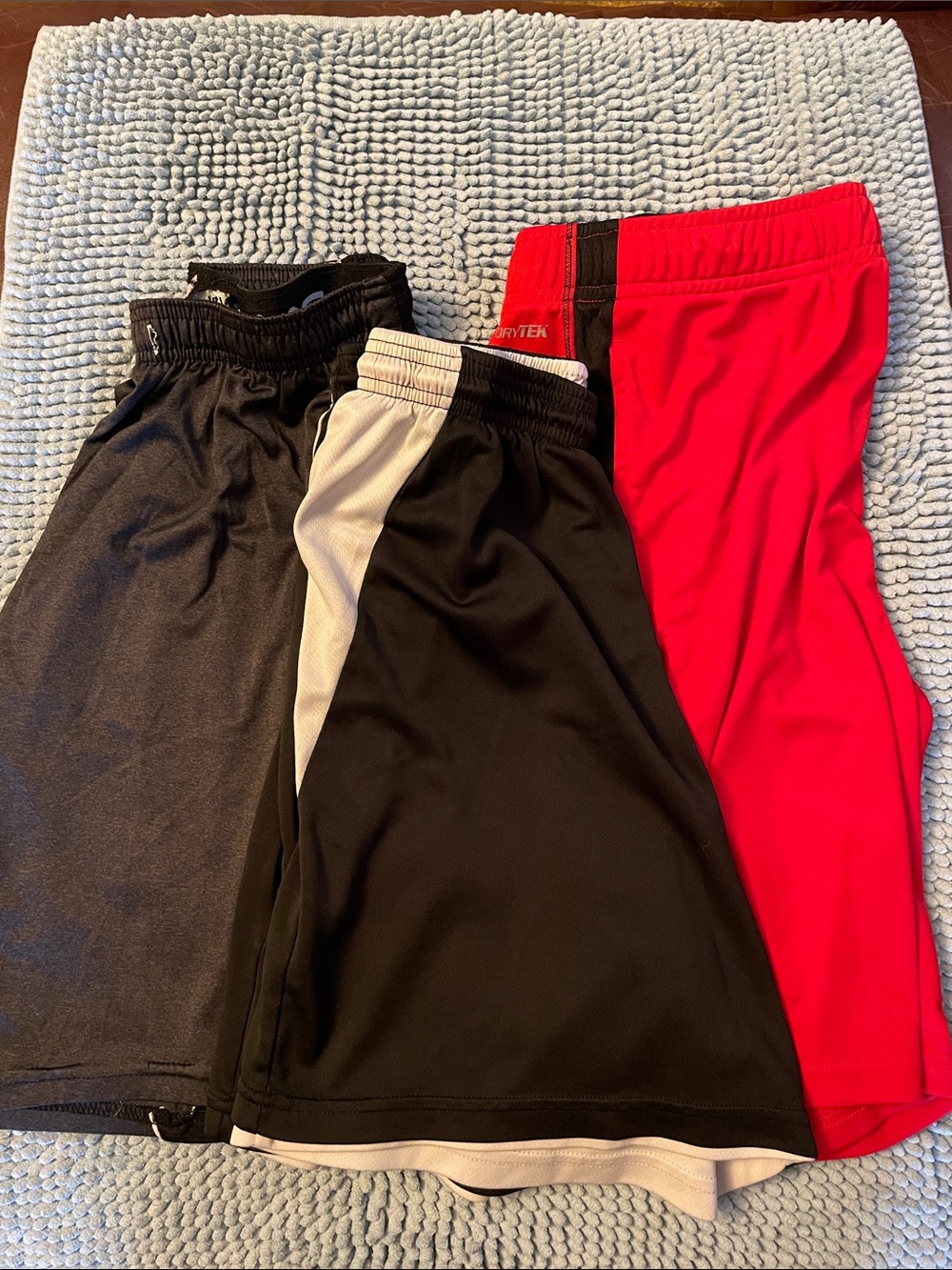 Set of 3 - Kids Athletic Shorts - Black, Red, Gray - Multipack